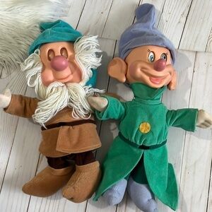 Vintage Seven Dwarfs Plush Dolls (2)